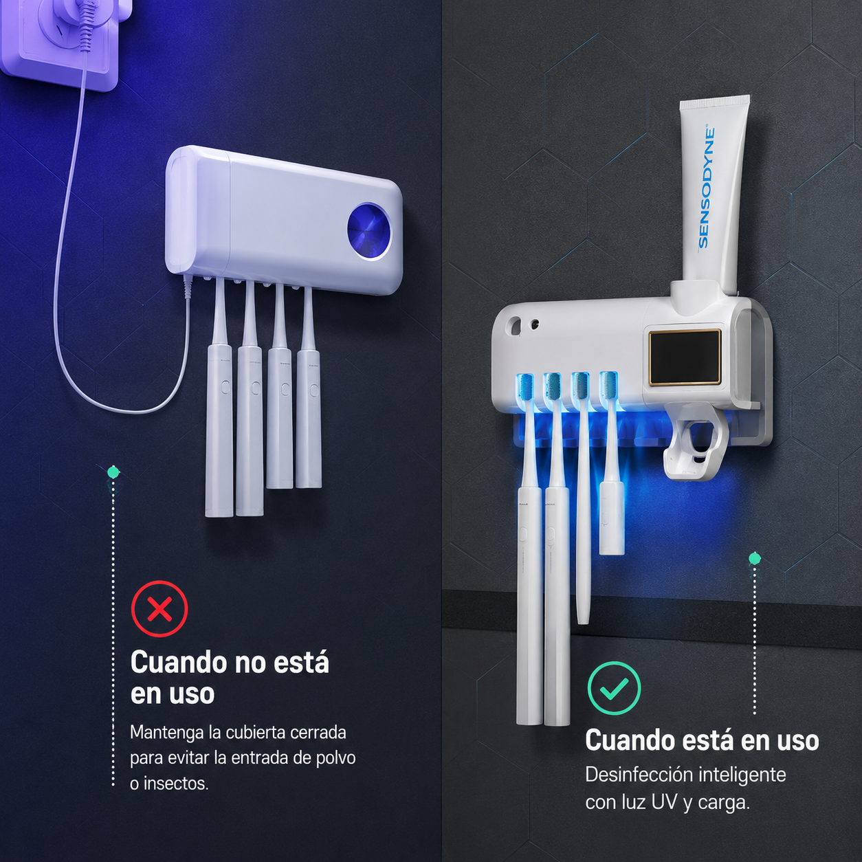 DISPENSADOR DE PASTA/ PORTA CEPILLO UV