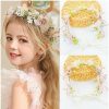 inSowni Fashion Headbands | Insowni 2Pcs Adjustable Flower Girl Headbands With Ribbon Pearl Crystal Bow Butterfly Gold Vine Wedding Bridal Flower Crowns Tiaras Wreaths Headpieces For Brides Bridesmaids Women Girls Teens Kids