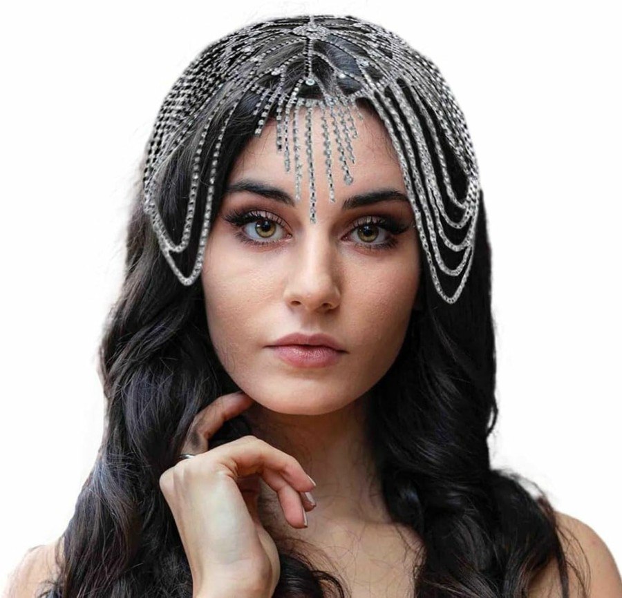 Fdesigner Fashion Headbands | Fdesigner Rhinestone Headpieces Cap Vintage Crystal Head Chain Wedding Flapper Hair Jewelry Gatsby Women Hair Accessoris