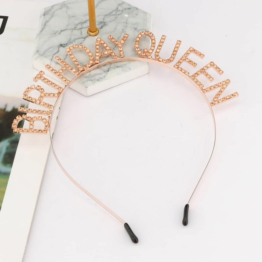 AOPRIE Fashion Headbands | Aoprie Birthday Crown For Women Rose Gold Birthday Tiara For Girls Birthday Queen Headband Princess Crown Rhinestone Happy Birthday Accessories