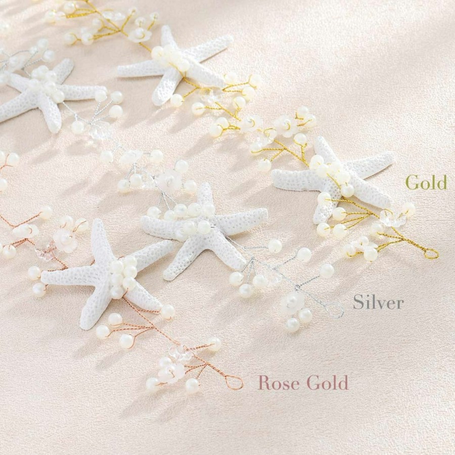 Unicra Fashion Headbands | Unicra Starfish Bride Wedding Hair Vine Pearl Bridal Headband Headpiece Beach Wedding Hair Accessories For Women And Girls (A Silver)