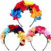 WILLBOND Fashion Headbands | Willbond 3 Pcs Mexican Rose Flower Crown Headband Easter Mardi Gras Headpiece Cosplay Headgear For Party