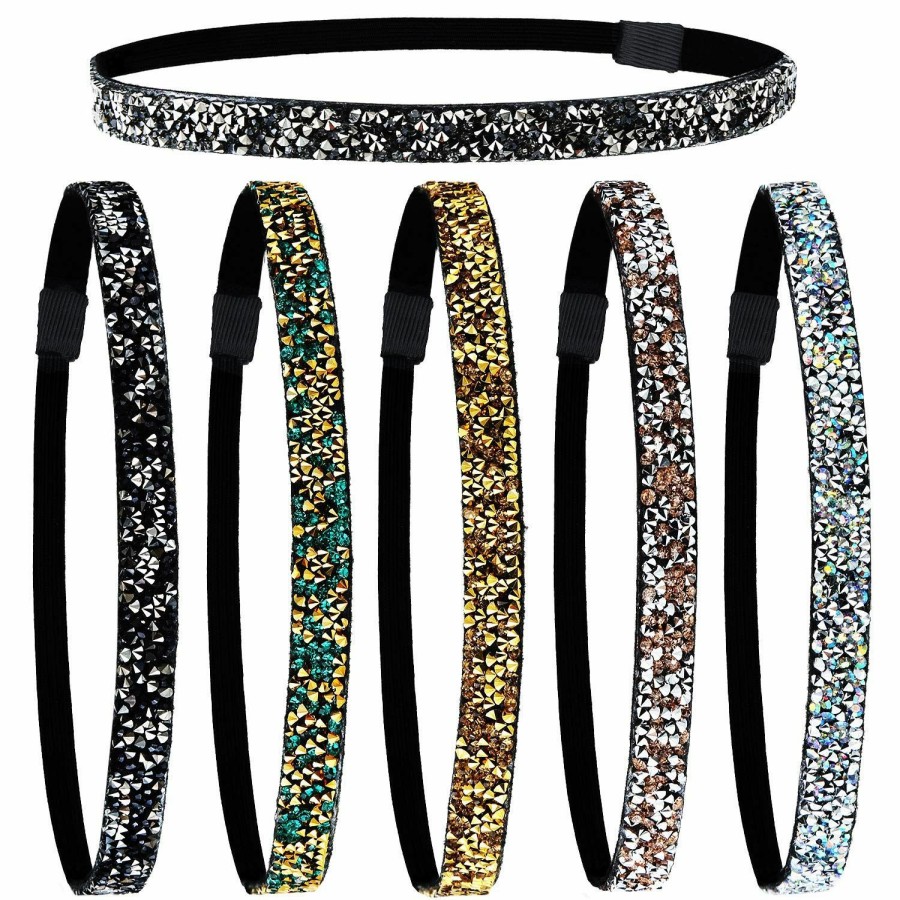 Syhood Fashion Headbands | 6 Pieces Glitter Headband Non-Slip Felt Headband Rhinestone Headband Women'S Fabric Headband Hairband For Sports And Yoga