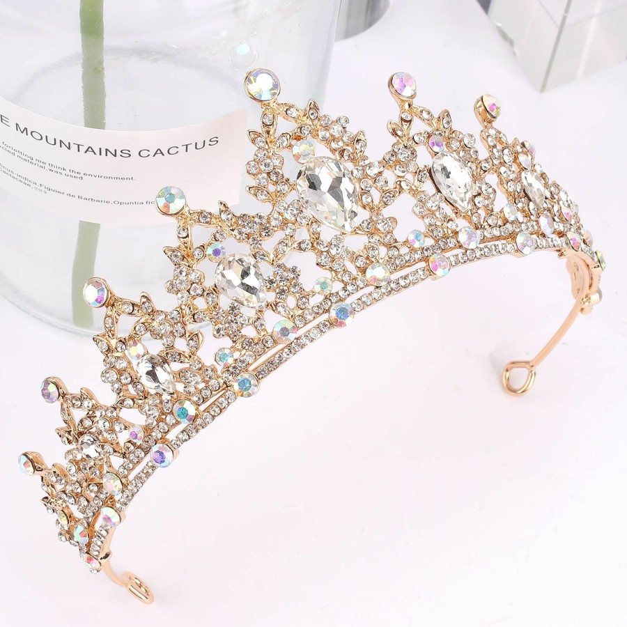 SuPoo Fashion Headbands | Supoo Tiaras For Girls Ab Silver Crown Crystal Princess Crown Headband Birthday Queen Rhinestone Shiny Tiara For Women Princess Decoration Quinceanera Crown For Wedding Party Prom Halloween