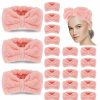 Yunlly Fashion Headbands | Yunlly 20 Pcs Spa Headband For Women 4 Inches Width Facial Makeup Hair Band Bulk Skincare Headbands For Washing Face Bowtie Headband Slumber Party Supplies Fluffy Head Wraps(Rose Pink)