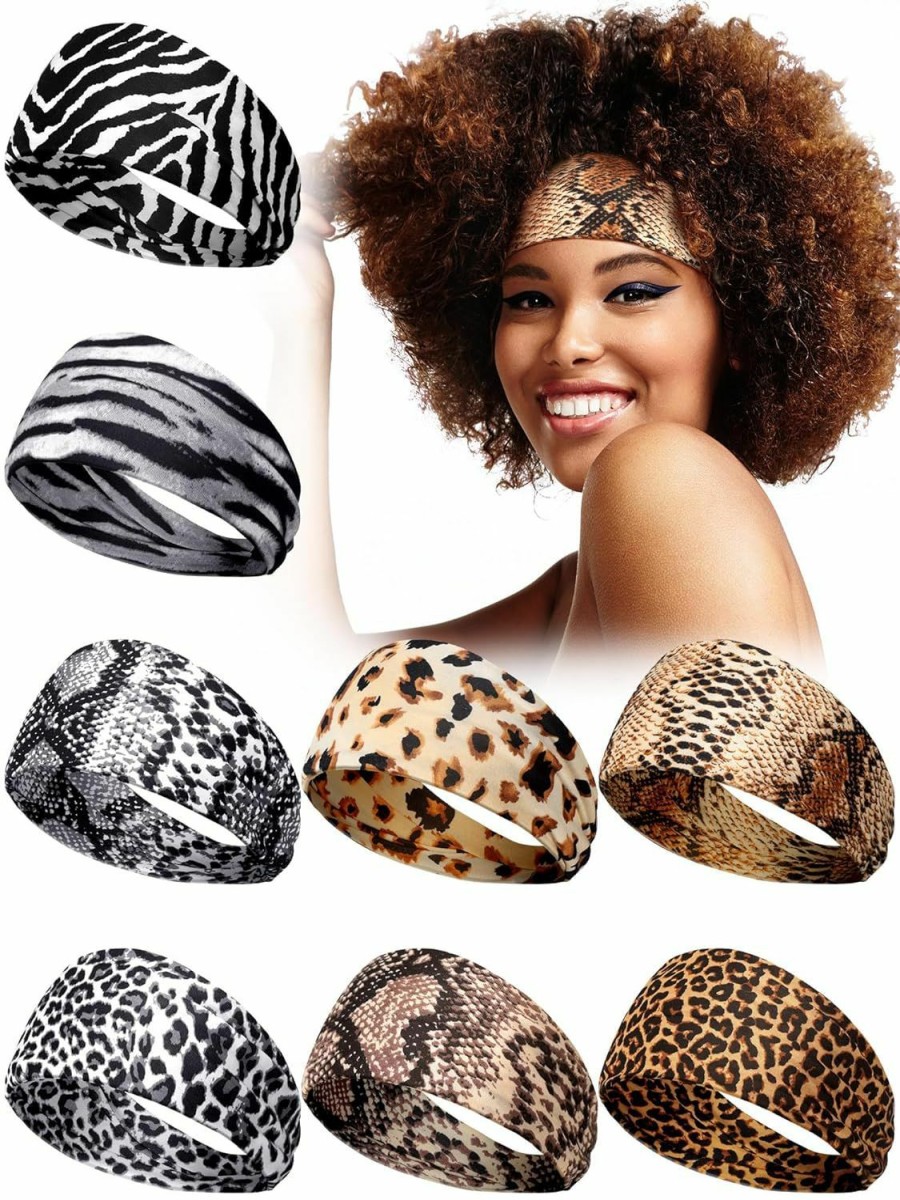 WILLBOND Fashion Headbands | 8 Pieces African Headband Stretchy Boho Print Hairband Yoga Running Sports Workout Head Grip Band Elastic Turban Headwrap Head Cloth For Women Girls Hair Accessories (Classic Pattern)