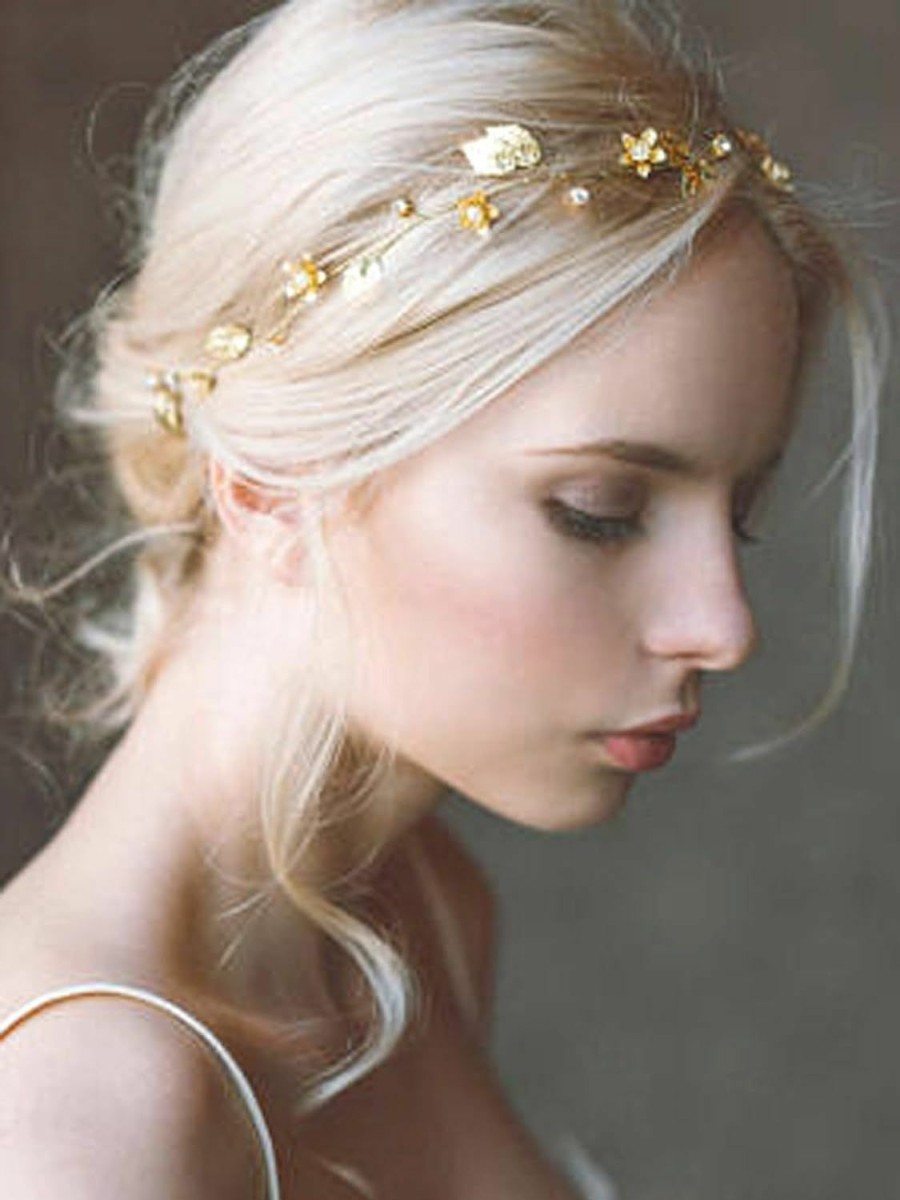 Yean Fashion Headbands | Yean Bride Wedding Hair Vine Headband Gold Leaf Bridal Accessories For Women (Gold) (Gold)