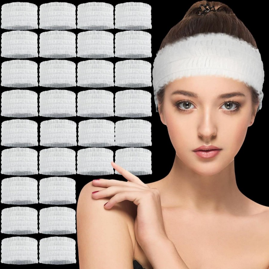 Yunsailing Fashion Headbands | 300 Count Disposable Spa Headbands Non Woven Facial Headbands Facial Hair Band Elastic Facial Cloth Stretch Skin Care Makeup Sauna Supplies Individually Packaged For Women Girls