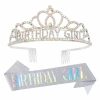 Chanaco Fashion Headbands | Chanaco Rhinestone Birthday Tiara And Sash For Women, Happy Birthday Hair Accessories Decoration For Party Prom, Glitter Princess "Birthday Girl" Sashes Crystal Crown For Girls