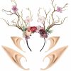 FRESHME Fashion Headbands | Freshme Fairy Antlers Flower Crown - Handmade Elf Deer Reindeer Headbands Headpiece For Women Renaissance Cosplay Accessories