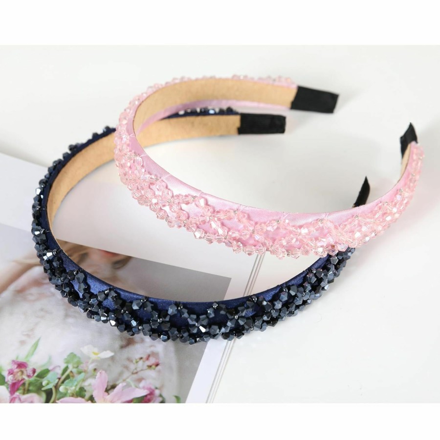 Gmmidea Fashion Headbands | Gmmidea Rhinestone Women Headband Sparkle Diamond Crystal Headband Padded Wide Hairband Glitter Hair Accessories For Women Girls Rainbow