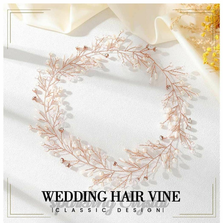 GENBREE Fashion Headbands | Genbree Bride Pearl Wedding Hair Piece Rhinestone Hair Vine Bridal Headpiece Silver Hair Accessories For Women (19.7In) (A-Silver)