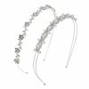 Pangda Fashion Headbands | Pangda 2 Pieces Rhinestone Bridal Crystal Women'S Headband Wedding Flower Girl Pearl Diamond Slim Thin Silver Flower Leaves Crown Hair Band Accessories Headpiece Tiara For Bride Bridesmaids