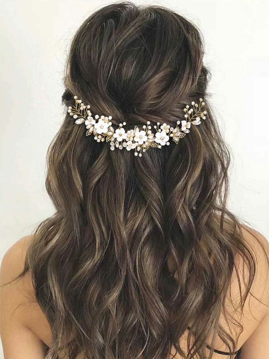 GORAIS Fashion Headbands | Gorais Flower Bride Wedding Hair Vine Crystal Bridal Headpieces Pearl Hair Accessories For Women And Girls (A-Silver)