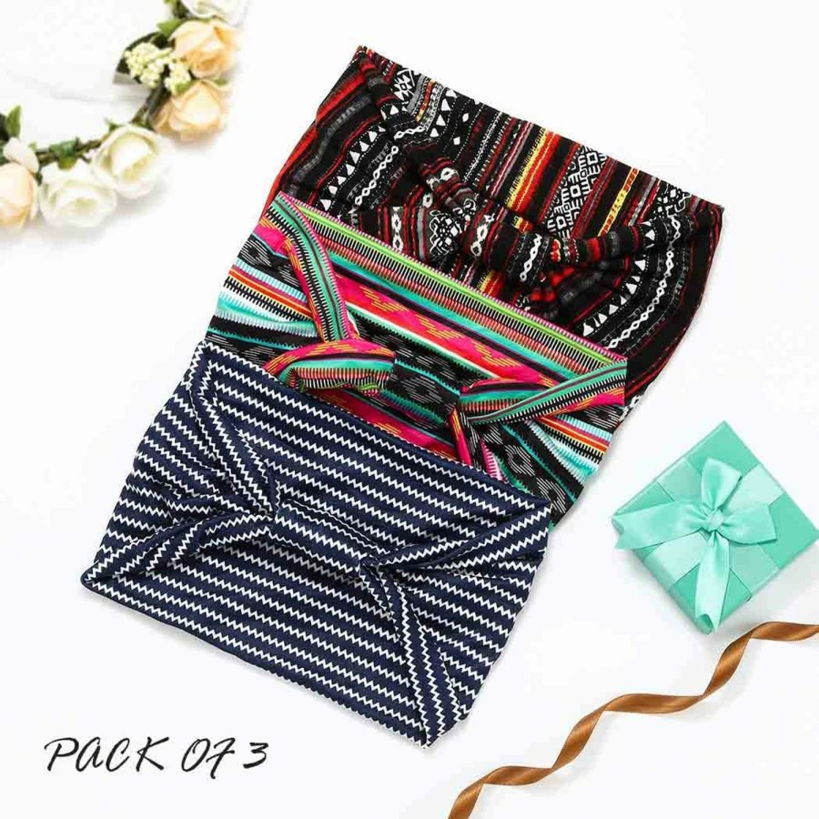 YBSHIN Fashion Headbands | Ybshin Boho Wide Headbands Stripe Head Wraps Knoted Hair Wears Turban Yoga Sweatbands Elastic Floral Printed Head Scarfs Stretch Cloth Hair Bands For Women And Girls 3Pcs (A)