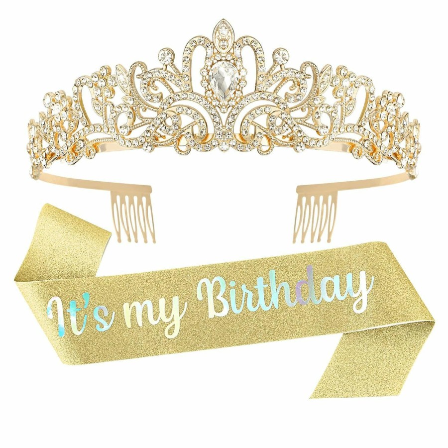 ACO-UINT Fashion Headbands | Aco-Uint Silver Birthday Crown For Women, Birthday Headband Birthday Sash Birthday Tiara, Birthday Girl Crown Birthday Queen Tiara Birthday Decorations Gifts