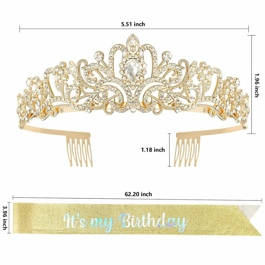 ACO-UINT Fashion Headbands | Aco-Uint Silver Birthday Crown For Women, Birthday Headband Birthday Sash Birthday Tiara, Birthday Girl Crown Birthday Queen Tiara Birthday Decorations Gifts