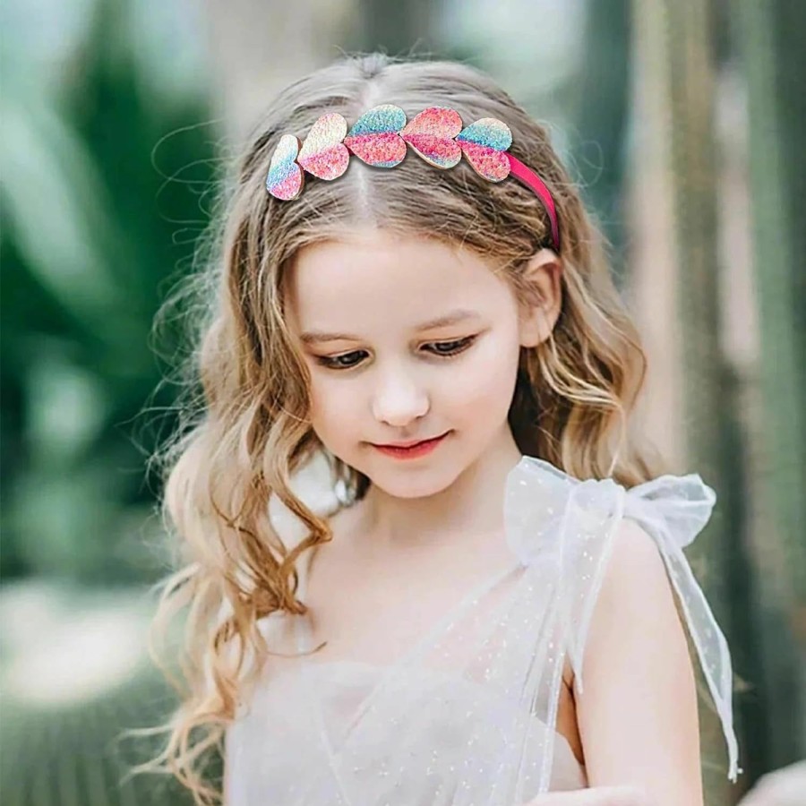 AlamnoFu Fashion Headbands | Alamnofu 6Pcs Glitter Kids Headband With Bow Girls Sparkly Hair Bands Sequin Flower Butterfly Toddler Shiny Teeth Head Bands