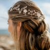 Kercisbeauty Fashion Headbands | Kercisbeauty Handmade Boho Bridal Bridesmaids Flower Girls White Flower And Pearl Headband Vine Spring Headpiece Hair Vine Bridal Accessories Vintage Rustic Wedding (Silver)