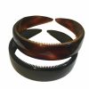 Parcelona Fashion Headbands | Parcelona French (Set Of 2) Wide 1 Inch Tortoise Shell Brown And Black Hair Headbands With Inner Teeth Nibs