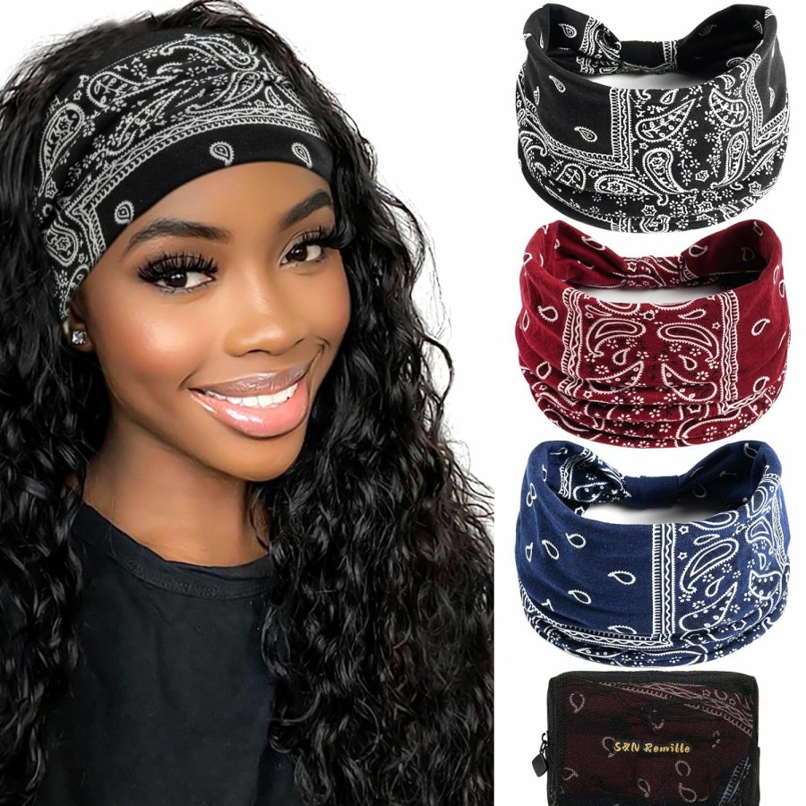 S&N Remille Fashion Headbands | S&N Remille Wide Boho Headbands, Large Hairband For Women, Elastic Non-Slip Headband Twisting Accessories, Auitable For Sports Yoga And Running