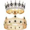 MTLEE Fashion Headbands | Mtlee 2 Pcs Prom King And Queen Crowns King Crowns For Men Royal Crown With Blue Rhinestone Queen Crowns For Women Halloween Wedding Birthday Graduation(Elegant Style)