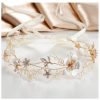 SWEETV Fashion Headbands | Sweetv Gold Wedding Headband, Pearl Flower Bridal Headpieces For Wedding, Crystal Hair Accessories For Women Girls Hair Vine