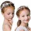 WILLBOND Fashion Headbands | Willbond 2 Pieces Wedding Flower Crown Princess Wedding Headpiece Baptism Gift First Communion Headpiece For Girls Communion Veil Crystal Tiara For Girls Wedding And Flower Girls