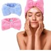 Bliss Fashion Headbands | Bliss Women'S Spa Headband - 2 Pack Microfiber Makeup Headband With Bow - Hair Band For Washing Face, Facials, Skincare, Shower, Purple/Blue