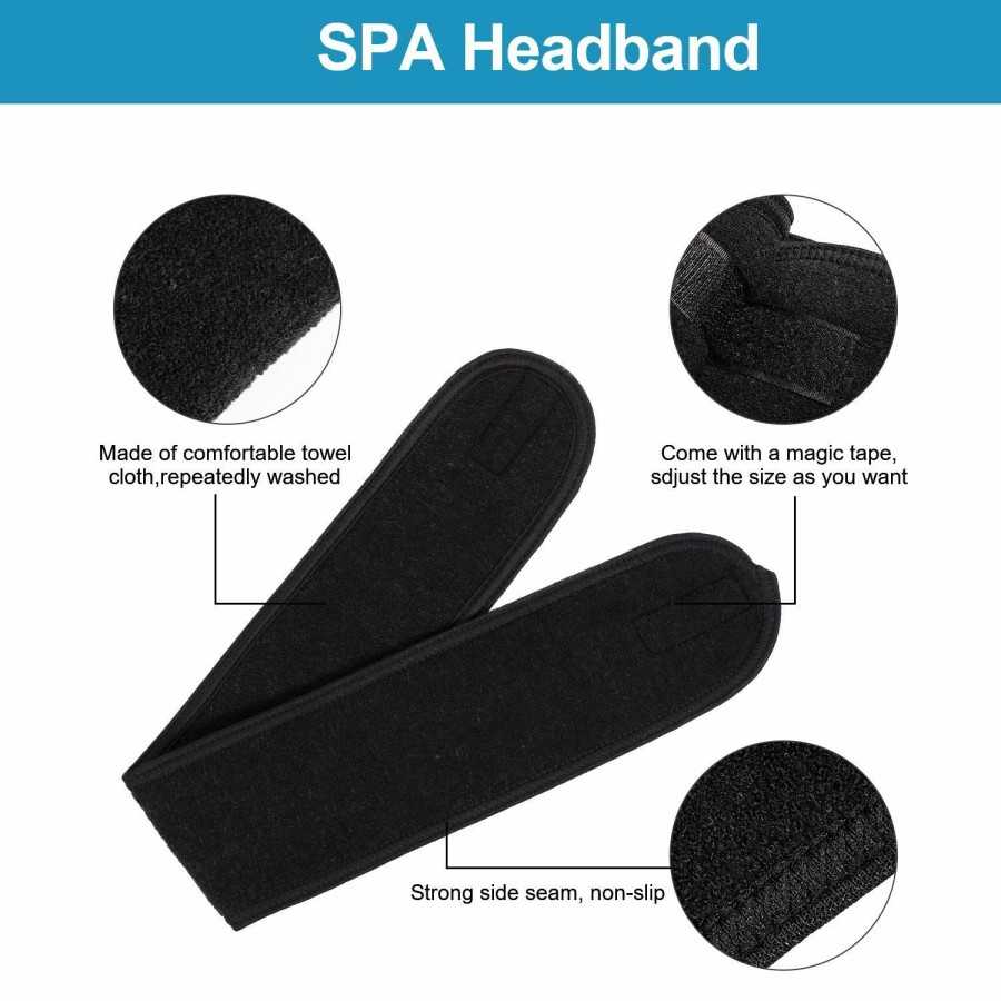 Whaline Fashion Headbands | Whaline Spa Facial Headband Make Up Wrap Head Terry Cloth Headband Adjustable Towel For Face Washing,Shower, 3 Pieces (White, Black, Gray)