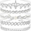 Teenitor Fashion Headbands | Teenitor Crown,Tiara Crown, Princess Crown Headband, 5Pcs Crystal Headband, Rhinestone Headbands For Women Wedding Headband Crown Party Tiaras-Silver