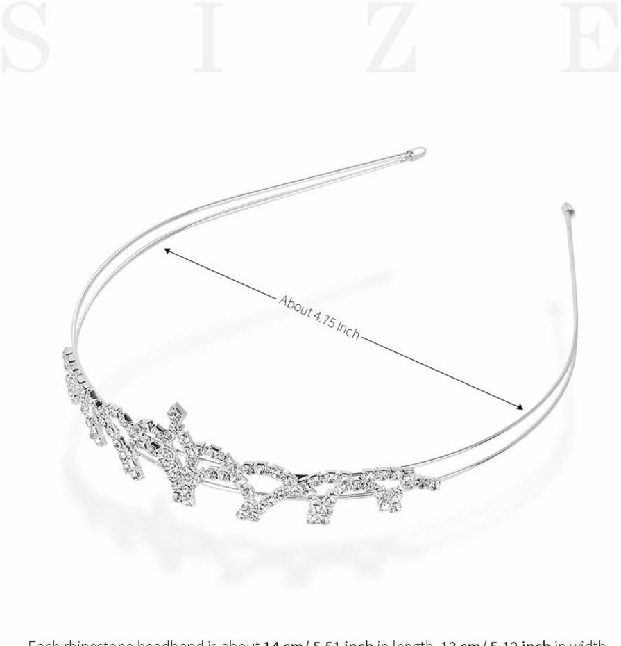 Teenitor Fashion Headbands | Teenitor Crown,Tiara Crown, Princess Crown Headband, 5Pcs Crystal Headband, Rhinestone Headbands For Women Wedding Headband Crown Party Tiaras-Silver