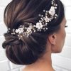 HEREAD Fashion Headbands | Heread Flower Bride Wedding Hair Vine Pearl Bridal Headband Rhinestones Hair Breath Accessories For Women And Girls (A Silver)