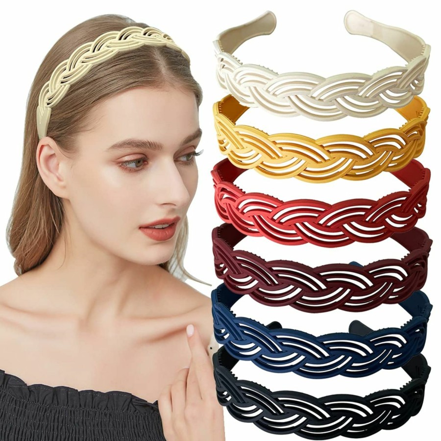 Yazon Fashion Headbands | Yazon 5Pcs Wide Flower Headbands For Girls Women Plastic Hairbands With Teeth Hard Hair Hoops