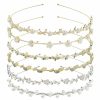 CellElection Fashion Headbands | 6 Pack Crystal Flower Headbands Faux Pearl Rhinestones Hairbands Headdress Wedding Party Hair Hoop Band Hairband Beaded Headbands Gold Sliver Metal Headbands Hair Accessories For Women Girls Teens