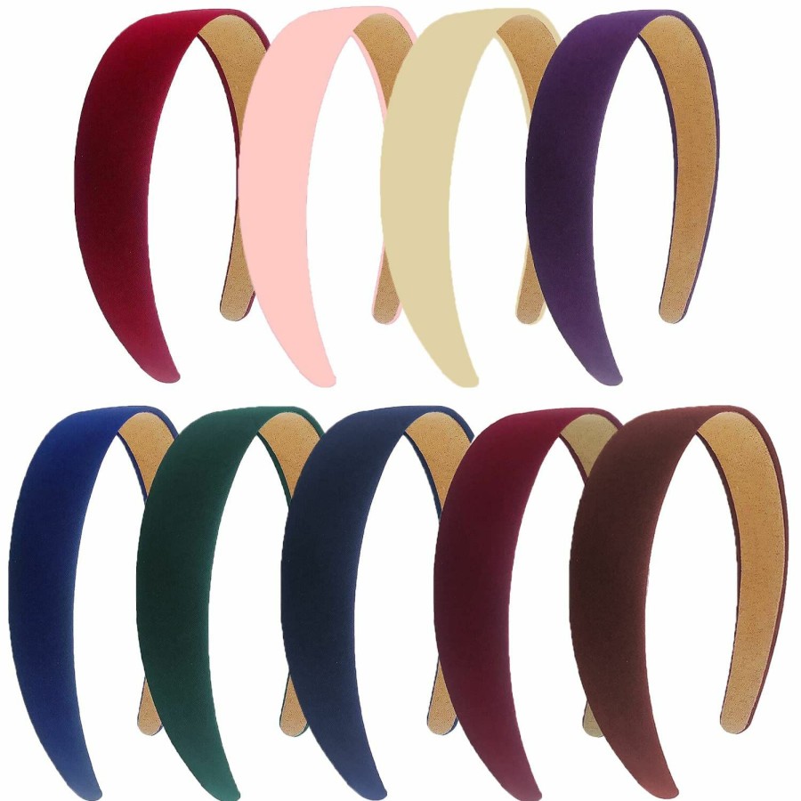 MYYZMY Fashion Headbands | Myyzmy 9 Pcs Satin Headbands 1 Inch Wide Headband Colorful Hard Hair Bands For Women And Girls, Black