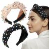 WILLBOND Fashion Headbands | Willbond 2 Pieces Headbands For Women Knotted Girls Colorful Jeweled Embellished Gem Hairband Faux Pearl Cross Knot Twisted Turban Hair Accessories For Girls (Pink, Blue)