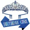 COCIDE Fashion Headbands | \"Birthday Girl\" Sash & Rhinestone Tiara Set Silver Cocide Birthday Sash And Tiara For Women Birthday Decoration Kit Rhinestone Headband For Girl Glitter Crystal Hair Accessories For Birth Party