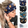 NERTNJIFOR Fashion Headbands | Nertnjifor Women Headbands Stars Moon Wide Knotted Headband Non Slip Wraps Elastic Yoga Turban Fashion Hair Bands Soft Hair Wrap Hair Accessories For Girls Pack Of 4 (Star Moon)