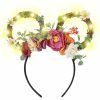 VISSTREE Fashion Headbands | Visstree Rose Mouse Ear Headband - Woodland Branches Led Light Up Mouse Ear Headwear Crown With Squirrel And Flower For Women Girls Halloween Birthday Party Amusement Park Photoshoot