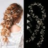 Nljihkure Fashion Headbands | Nljihkure Bride Wedding Crystal Hair Vine Hair Accessories Extra Long Pearl And Beads Bridal Hair Vine Headband Head Pieces For Women And Girls (Silver)