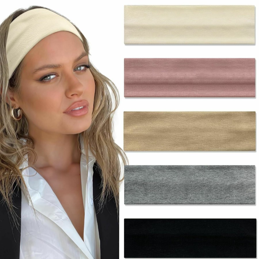 Trnerm Fashion Headbands | Trnerm Headbands For Women 5Pcs Head Bands For Women'S Hair Non Slip Cotton Wide Headband Winter Headband Trendy Headband Christmas Gifts For Women