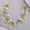 BERYUAN Fashion Headbands | Beryuan Bridal Cute Flowers Headband For Bride Bridesmaid Green Leaf Crystal Hair Piece Beads Hair Vine