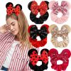 CellElection Fashion Headbands | 2Pcs Shiny Mouse Ears Headband An2Pcs Sequin Mouse Ears Velvet Scrunchies With Bow Hairs Accessories For Girls Women Adult Kids Birthday Party (Red And Pink)