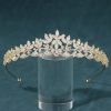 FASNAHOK Fashion Headbands | Fasnahok Silver Cz Wedding Tiaras For Brides Floral Princess Crowns For Women Cubic Zirconia Bridal Headband Sweet 16 Crown Birthday Hair Accessories