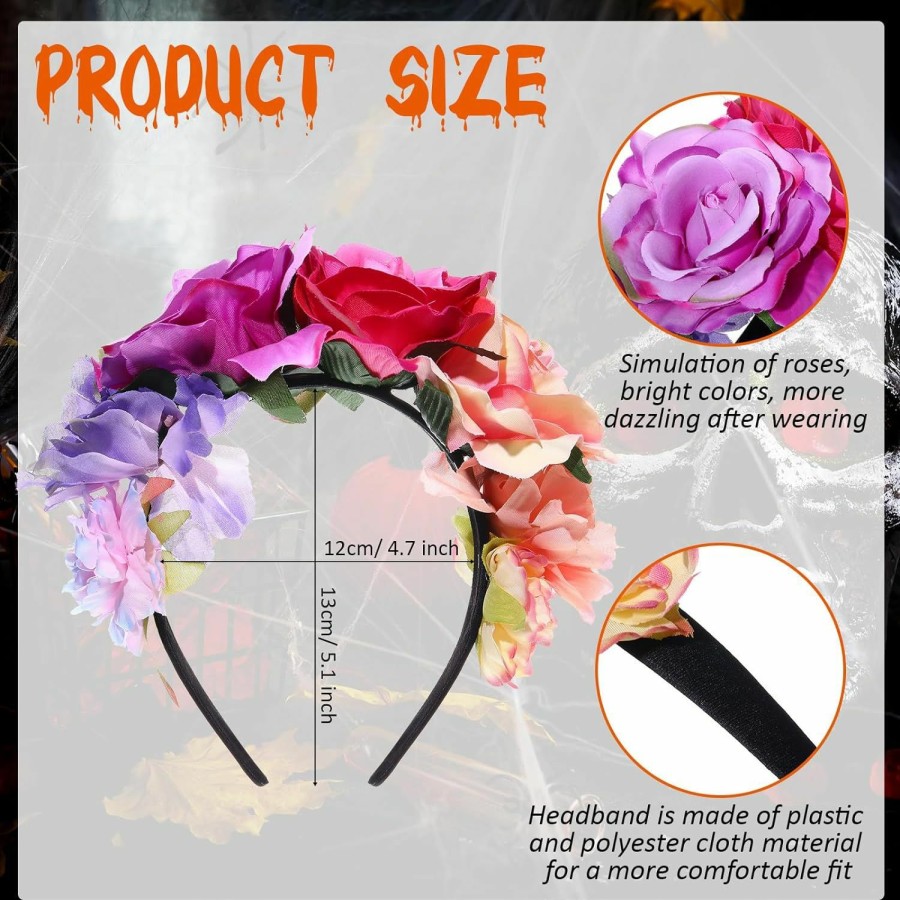 Yunsailing Fashion Headbands | Yunsailing 6 Pcs Mexican Rose Flower Crown Headband Easter Mardi Gras Headpiece Cosplay Headgear For Party