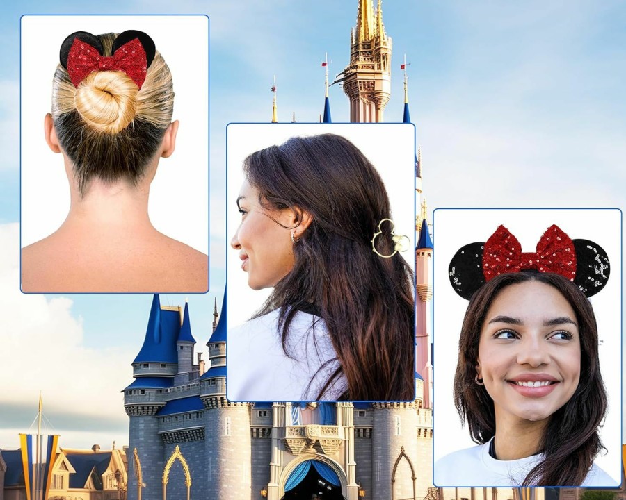 Styla Hair Fashion Headbands | Styla Hair 3Pc Mouse Ears Headband Sequin Mouse Scrunchies Claw Clip Set Cute Mouse Headband Accessories Mouse Ear Headband