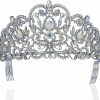 Janefashions Fashion Headbands | Victorian Clear White Austrian Rhinestone Crystal Tiara Crown With Hair Combs Princess Queen Headband Headpiece Jewelry Beauty Contest Birthday Bridal Prom Pageant T1505