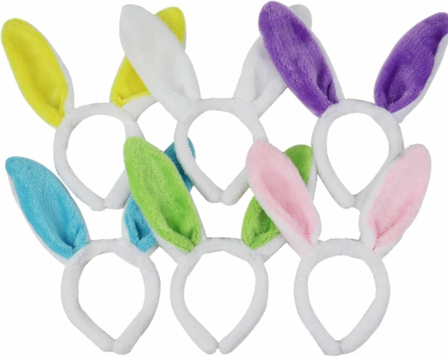 Amazon Fashion Headbands | Giftexpress Assorted Color Bunny Ears - Plush Easter Rabbit Ear Headbands - Bulk Party Costume Headwear For Adults & Kids