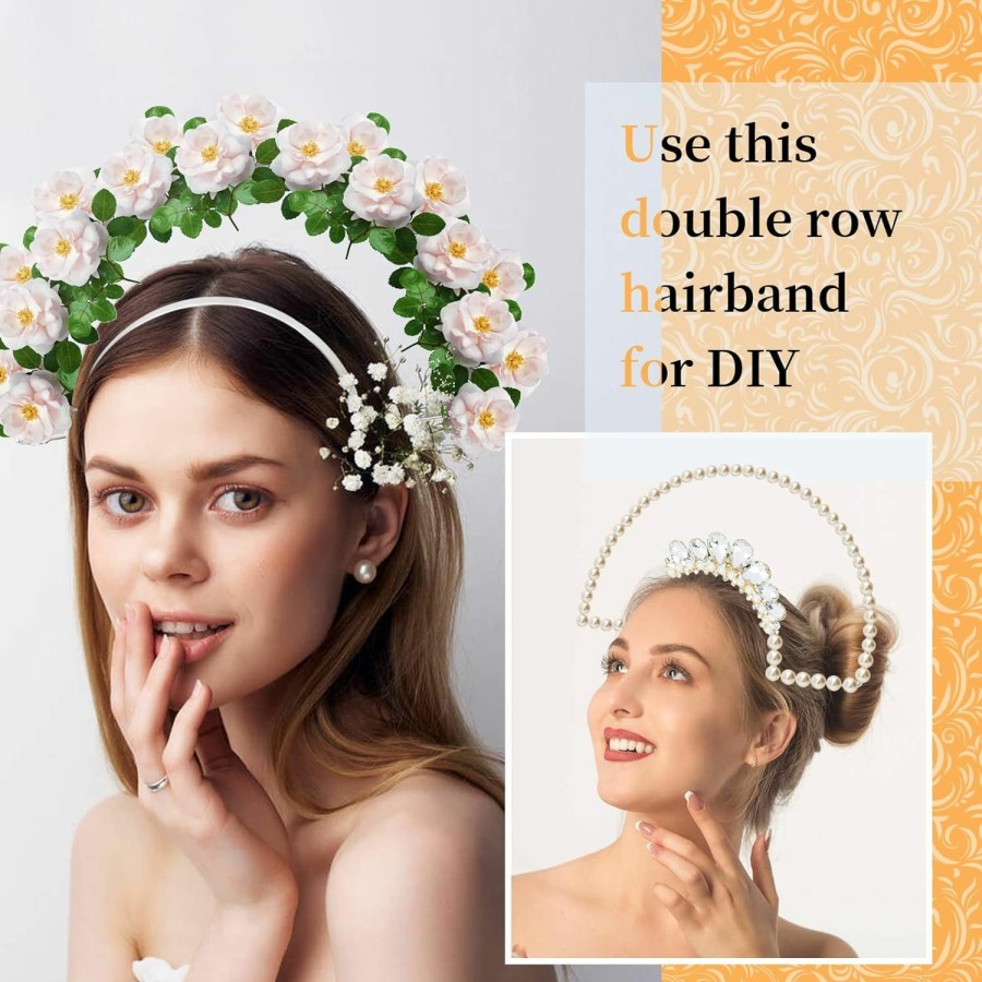 Lawie Fashion Headbands | Lawie 6 Pack 2 Layer Fan-Shaped Metal Silver Queen Goddess Angel Halo Crown Headband Thin Hairbands Tiara Hair Hoops Diy Craft Plain Base Headpieces Halloween Party Cosplay Costume Hair Accessories